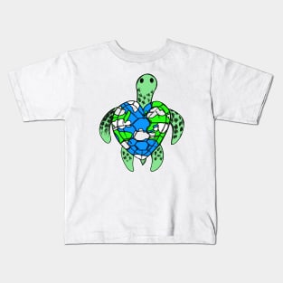 Turtle Planet Earth Heart Earth Day Mothers Day Kids T-Shirt